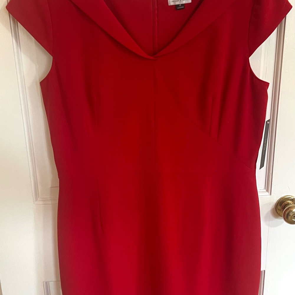 NWT Tahari Vibrant Red Midi Sheath Dress